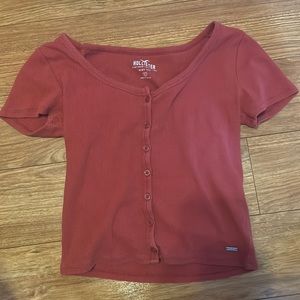 Hollister red button up baby tee